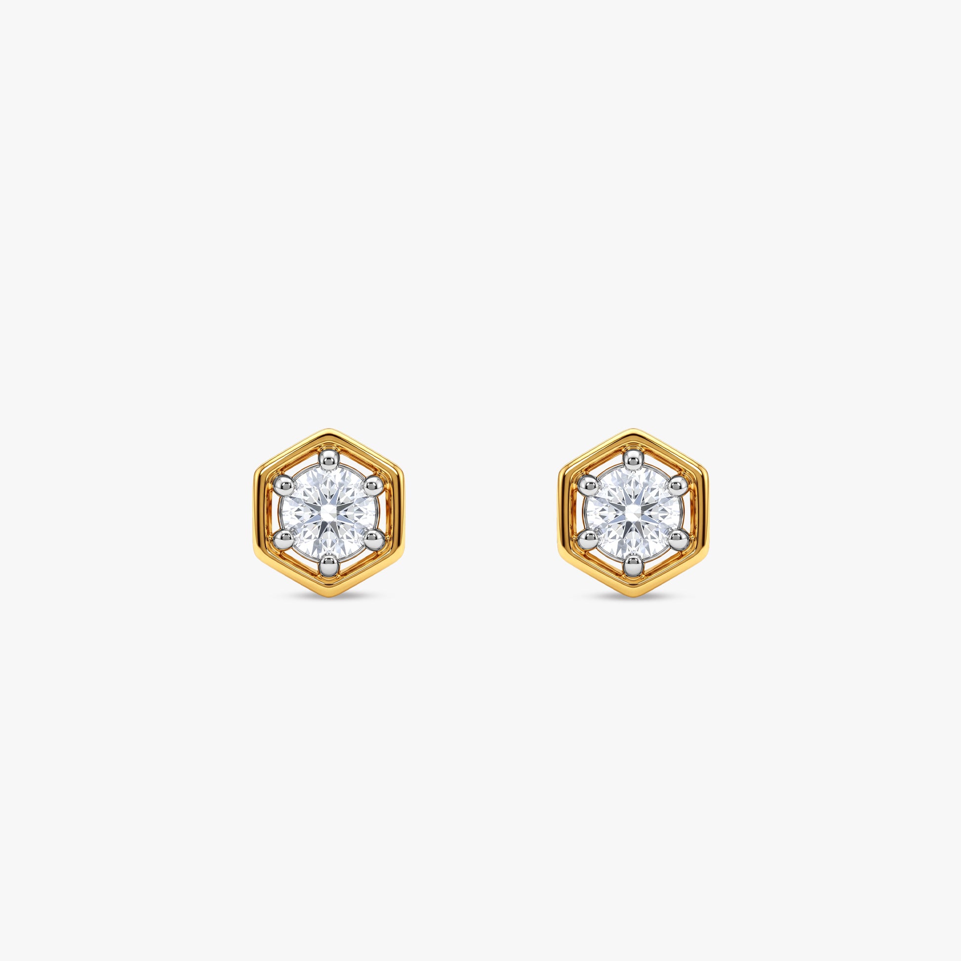 Gold Hexa Gleam Lab Grown Diamond Earrings