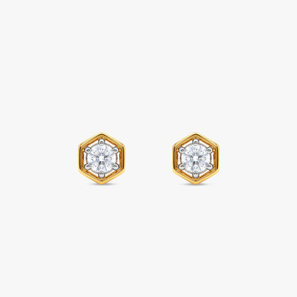 Gold Hexa Gleam Lab Grown Diamond Earrings