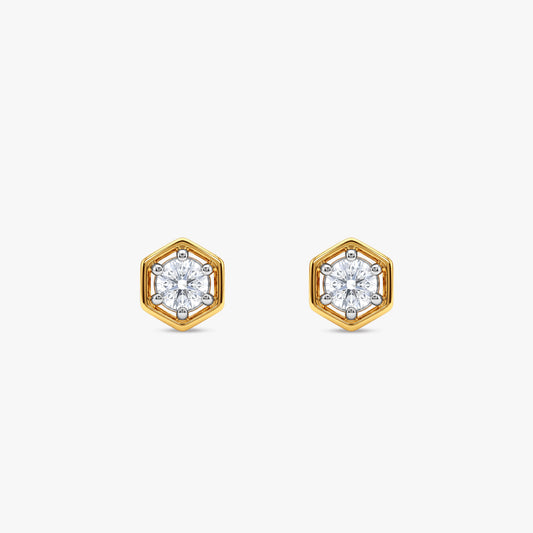 Gold Hexa Gleam Lab Grown Diamond Earrings