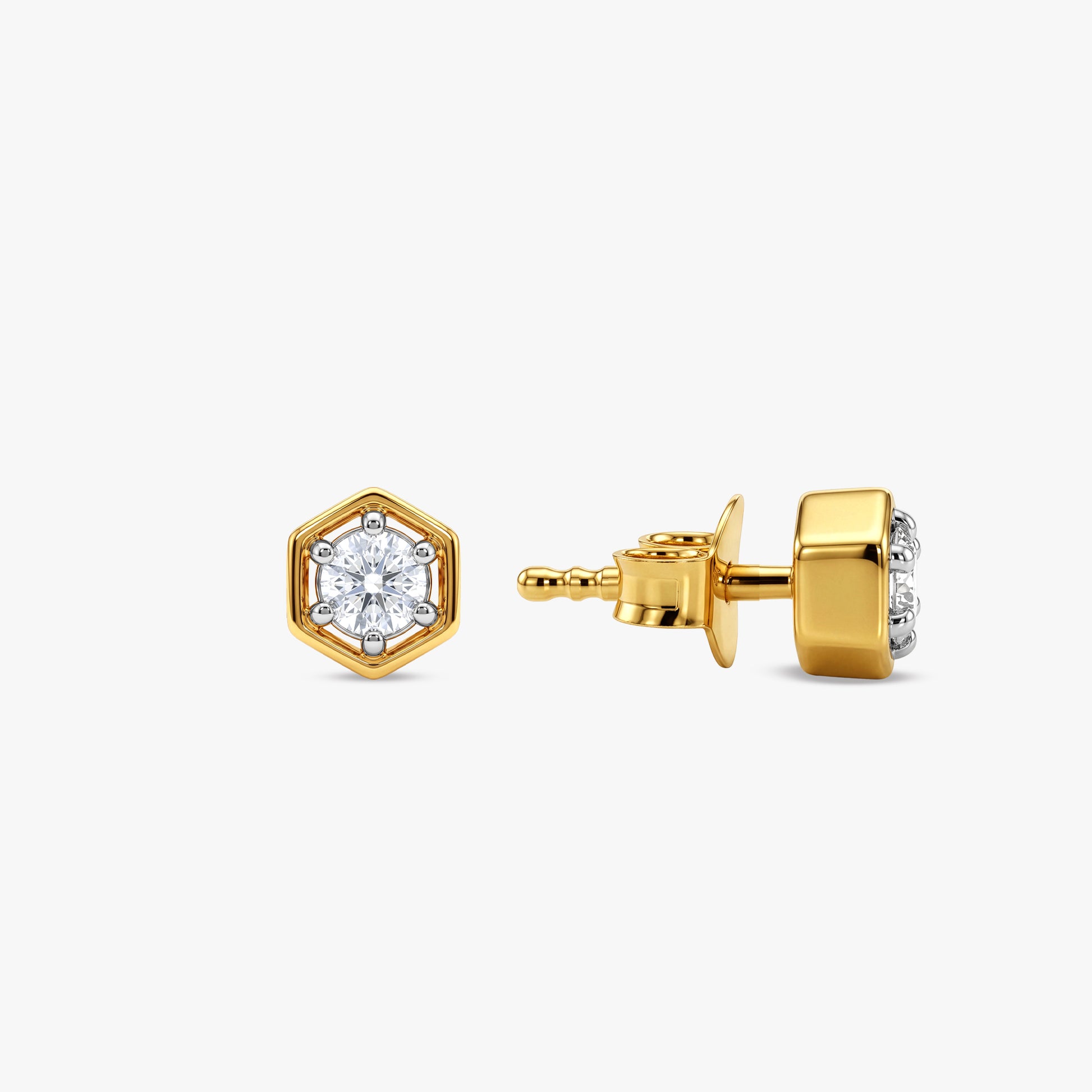 Gold Hexa Gleam Lab Grown Diamond Earrings