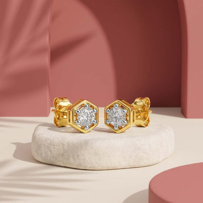 Gold Hexa Gleam Lab Grown Diamond Earrings