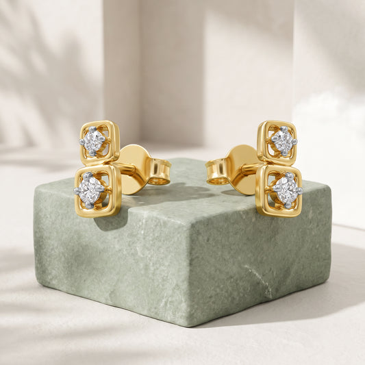 Gold Starlit Sparkle Lab Grown Diamond Studs