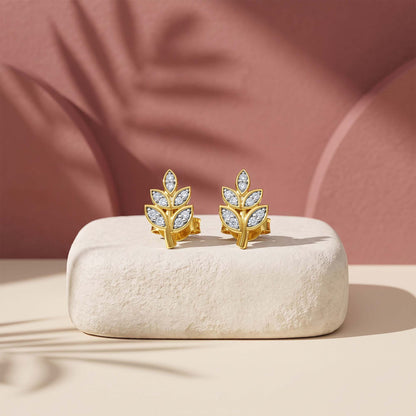 Gold Verdant Lab Grown Diamond Stud Earrings