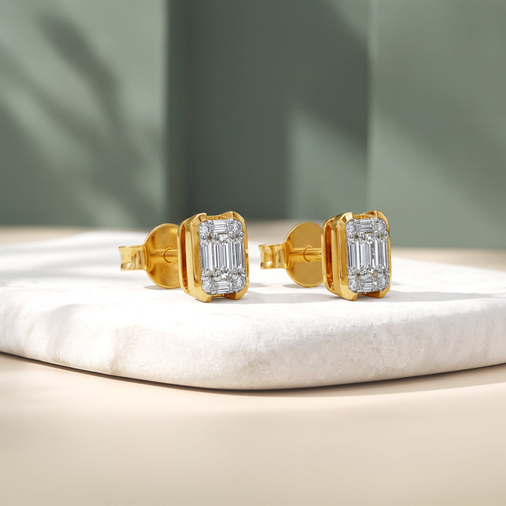 Gold Aurora Frame Lab Grown Diamond Studs