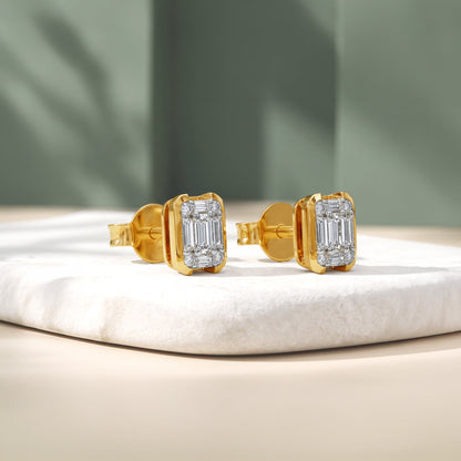 Gold Aurora Frame Lab Grown Diamond Studs