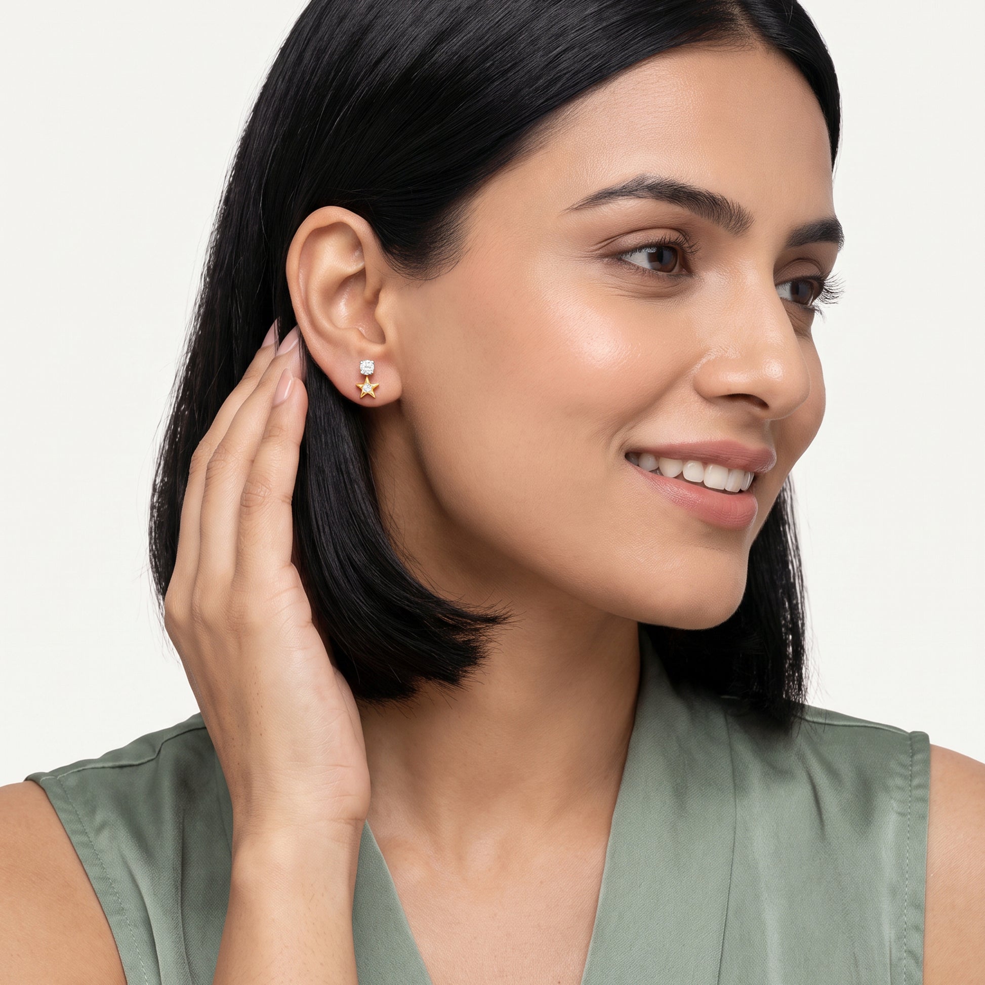 Gold Aurora Starlit Lab Grown Diamond Studs