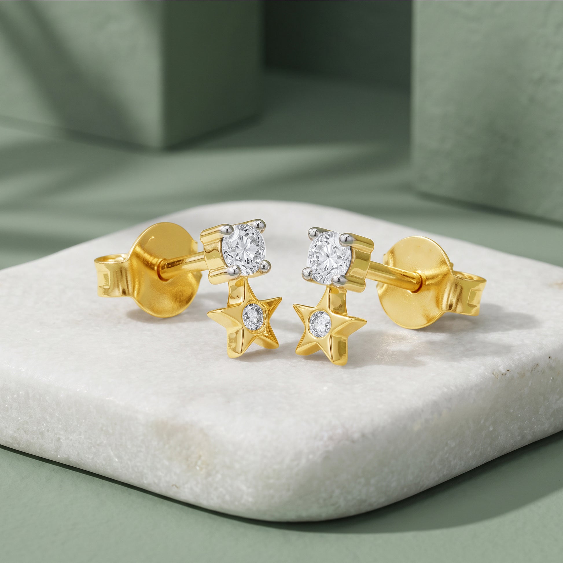 Gold Aurora Starlit Lab Grown Diamond Studs