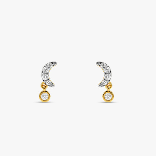 Gold Moon Drop Lab Grown Diamond Earrings