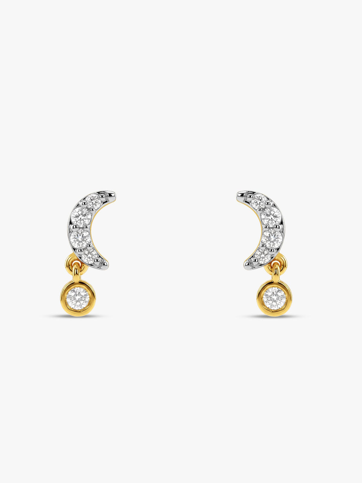 Gold Moon Drop Lab Grown Diamond Earrings