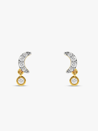 Gold Moon Drop Lab Grown Diamond Earrings