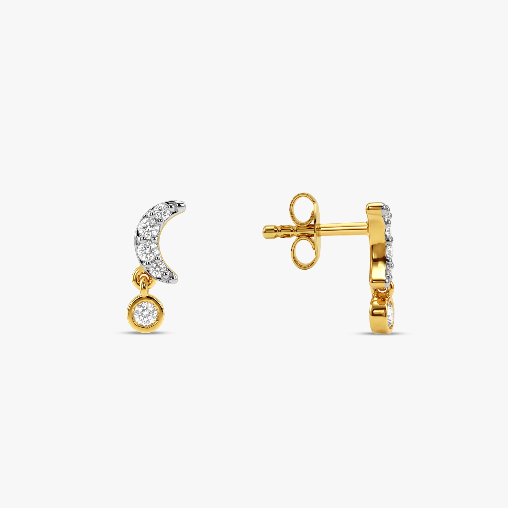 Gold Moon Drop Lab Grown Diamond Earrings