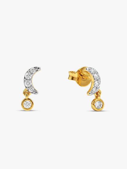 Gold Moon Drop Lab Grown Diamond Earrings