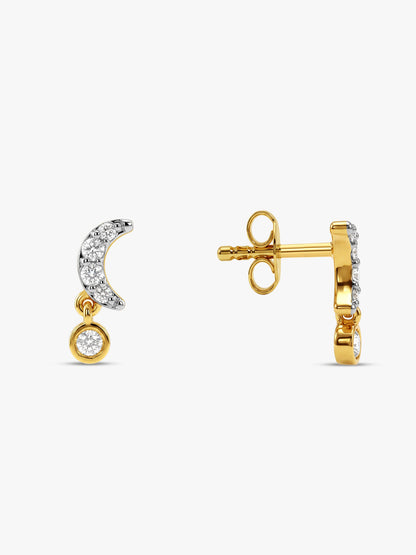 Gold Moon Drop Lab Grown Diamond Earrings