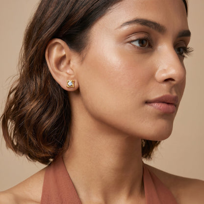 Gold Quadra Shine Lab Grown Diamond Earrings