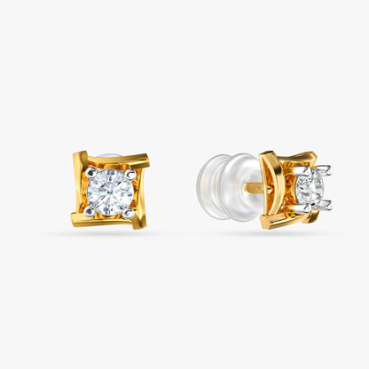 Gold Quadra Shine Lab Grown Diamond Earrings
