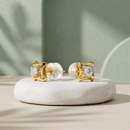 Gold Quadra Shine Lab Grown Diamond Earrings