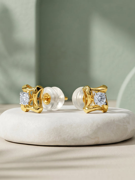 Gold Quadra Shine Lab Grown Diamond Earrings