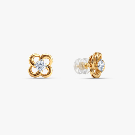 Gold Bloom Within Lab Grown Diamond Earrings
