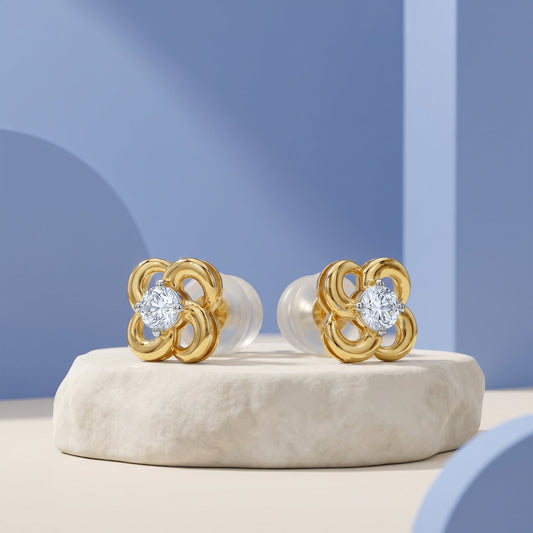 Gold Bloom Within Lab Grown Diamond Earrings