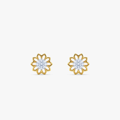Gold Floral Lumiere Lab Grown Diamond Studs