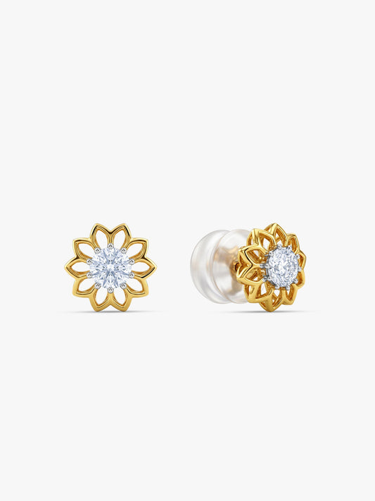 Gold Floral Lumiere Lab Grown Diamond Studs