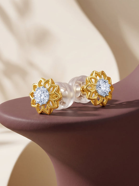 Gold Floral Lumiere Lab Grown Diamond Studs