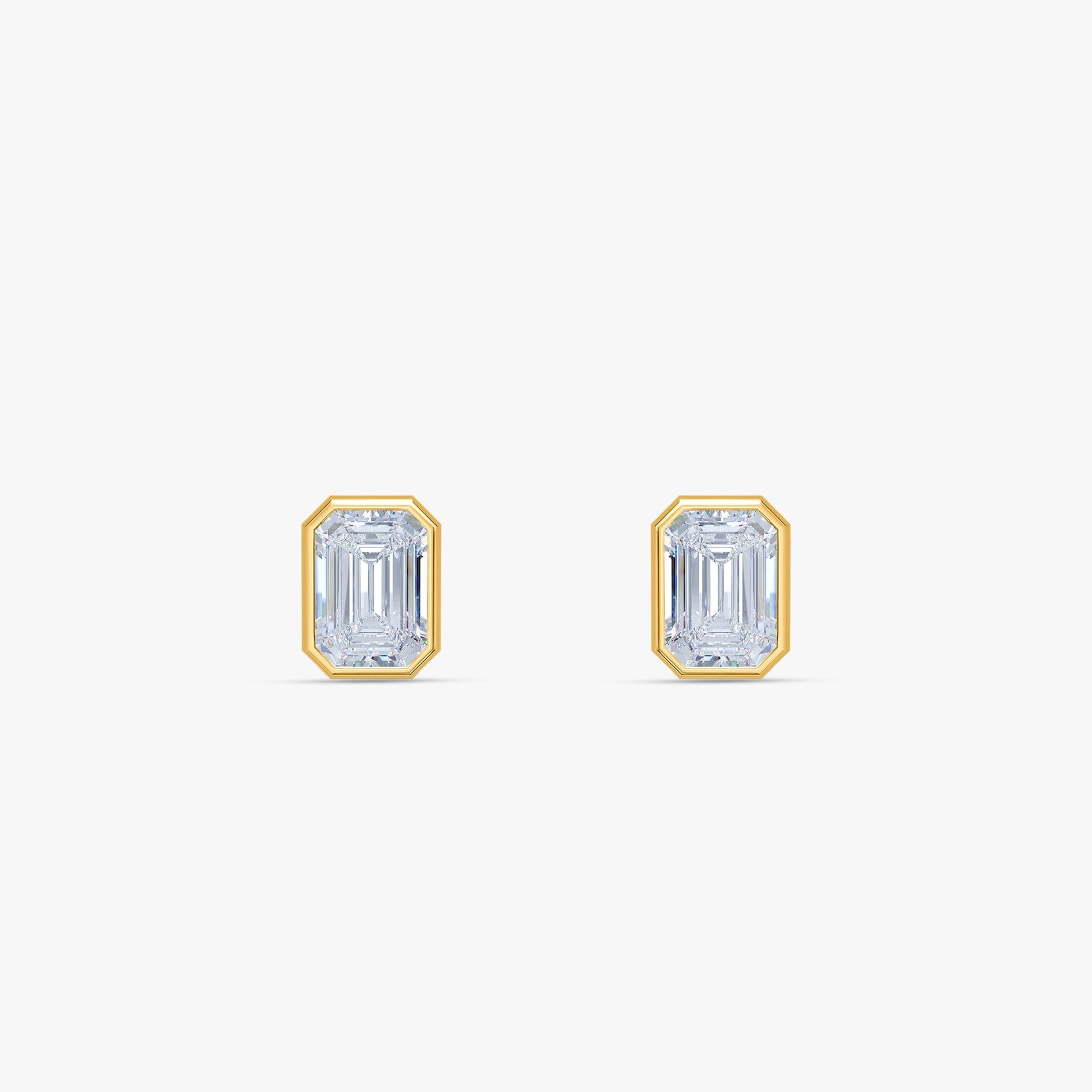 Gold Emerald Bezel Lab Grown Diamond Earrings