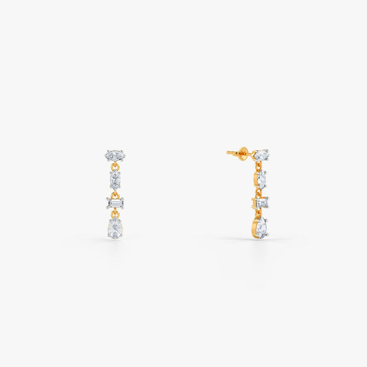Gold Multi-Cut Lab Grown Diamond Earrings