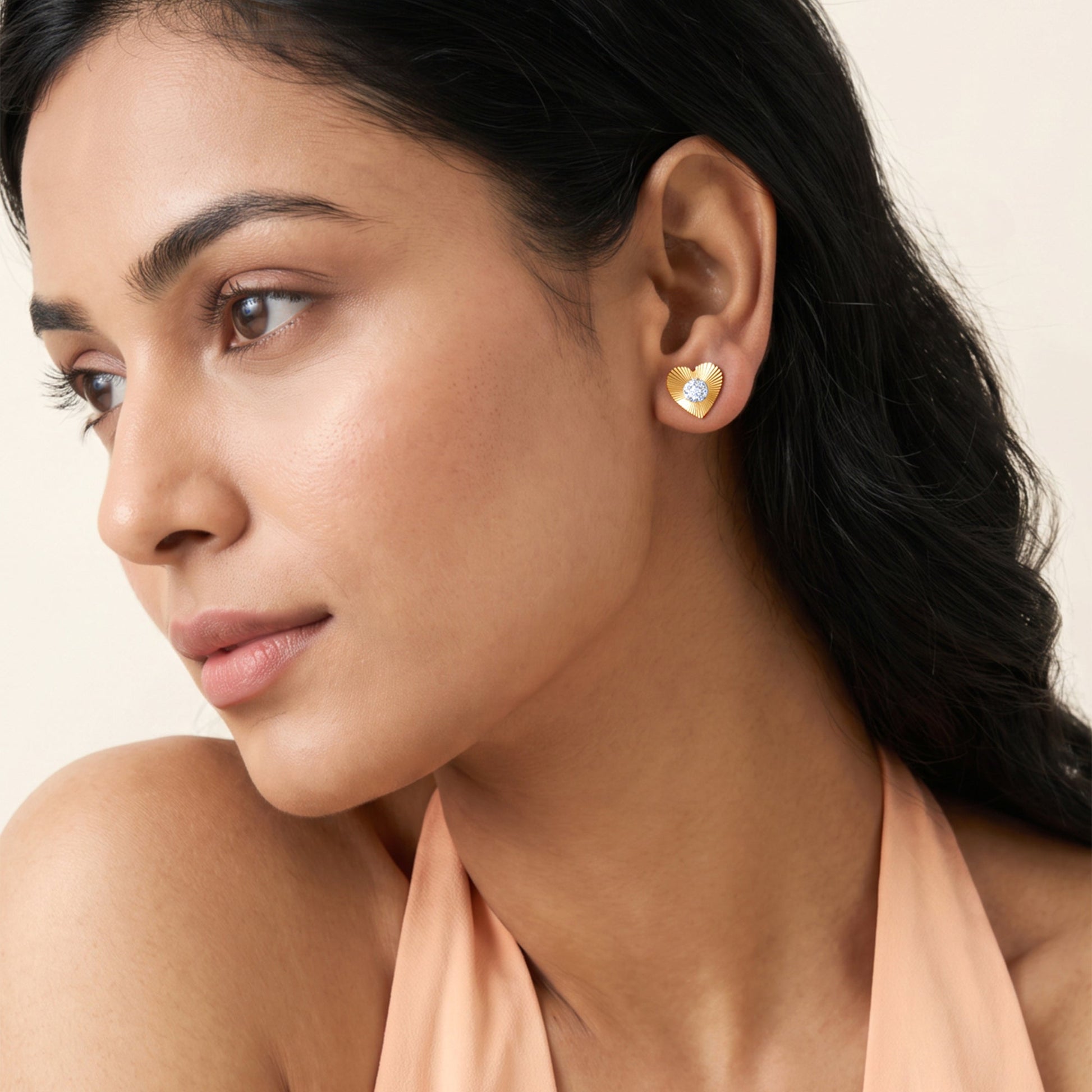 Gold Hearts Promise Lab Grown Diamond Earrings