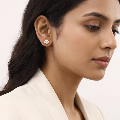 Gold Chandra Lab Grown Diamond Earrings