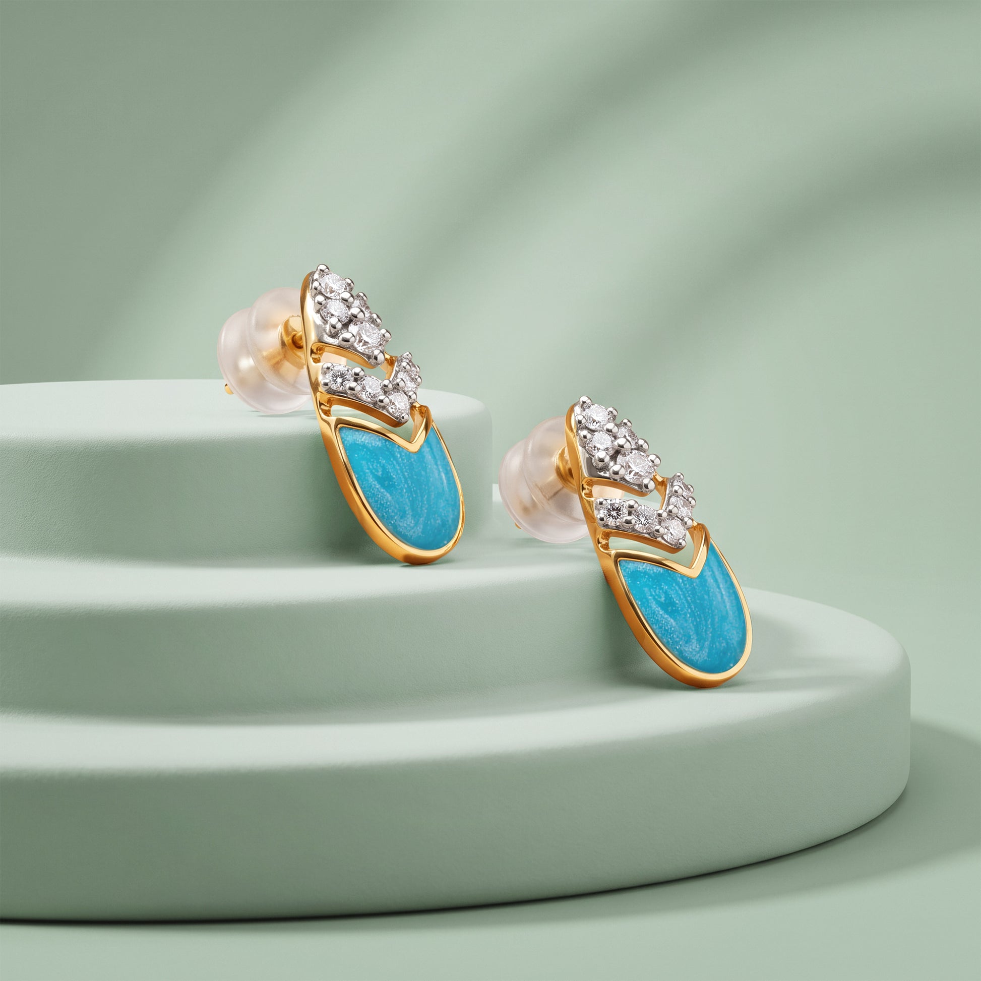 Gold Qamar Lab Grown Diamond Earrings