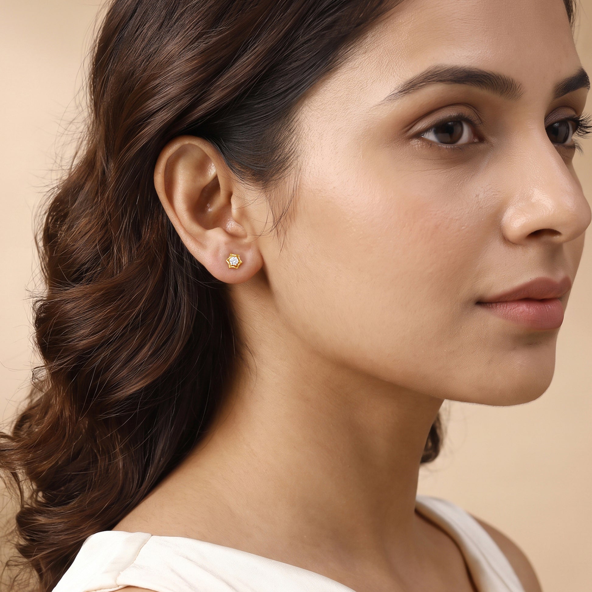 Gold Astral Starburst Lab Grown Diamond Earring
