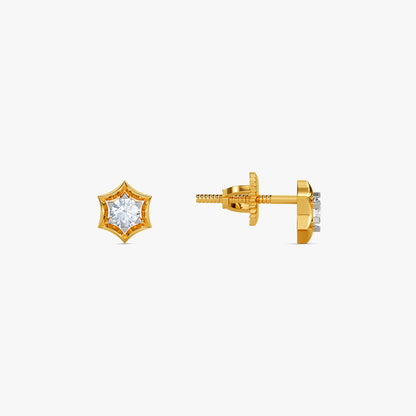 Gold Astral Starburst Lab Grown Diamond Earring