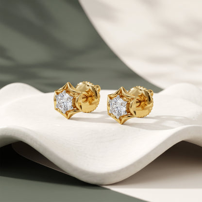 Gold Astral Starburst Lab Grown Diamond Earring