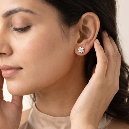 Gold Petal Nocturne Lab Grown Diamond Earrings