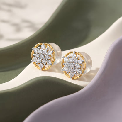 Gold Petal Nocturne Lab Grown Diamond Earrings