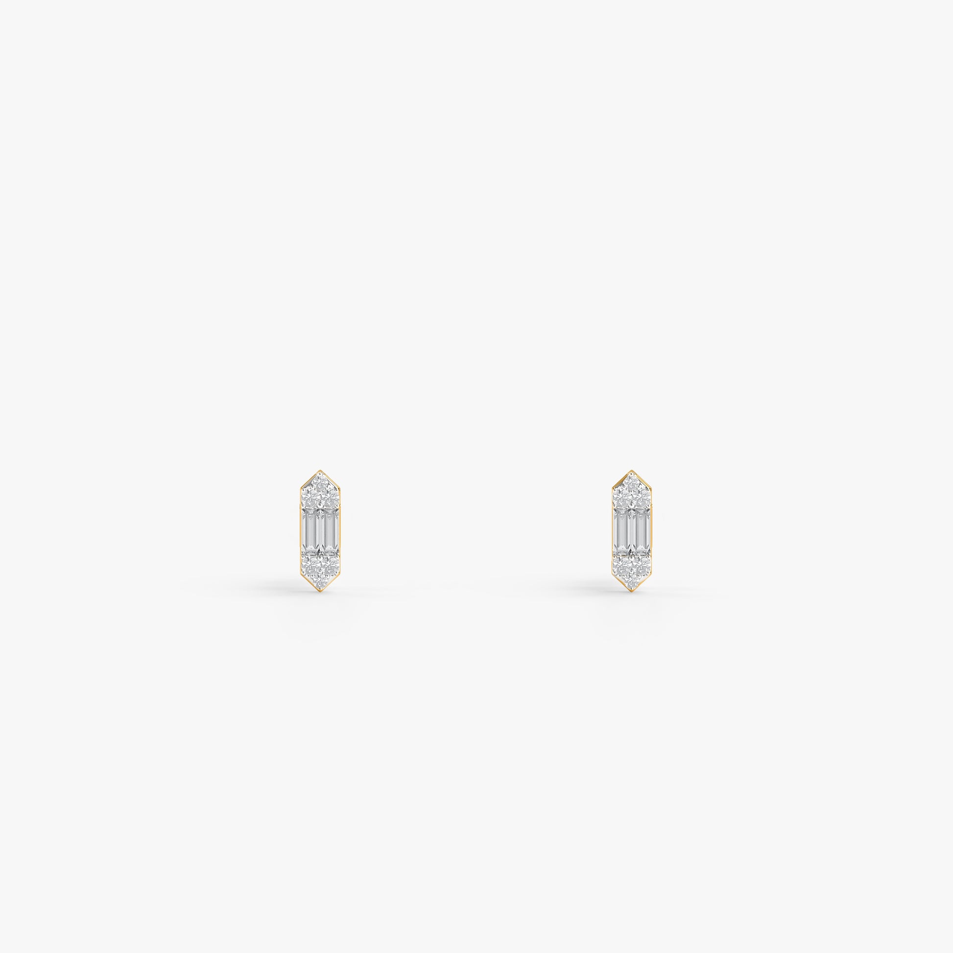Gold Prism Pillar Lab Grown Diamond Earrings