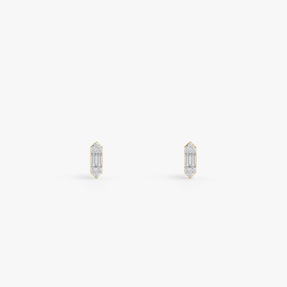 Gold Prism Pillar Lab Grown Diamond Earrings