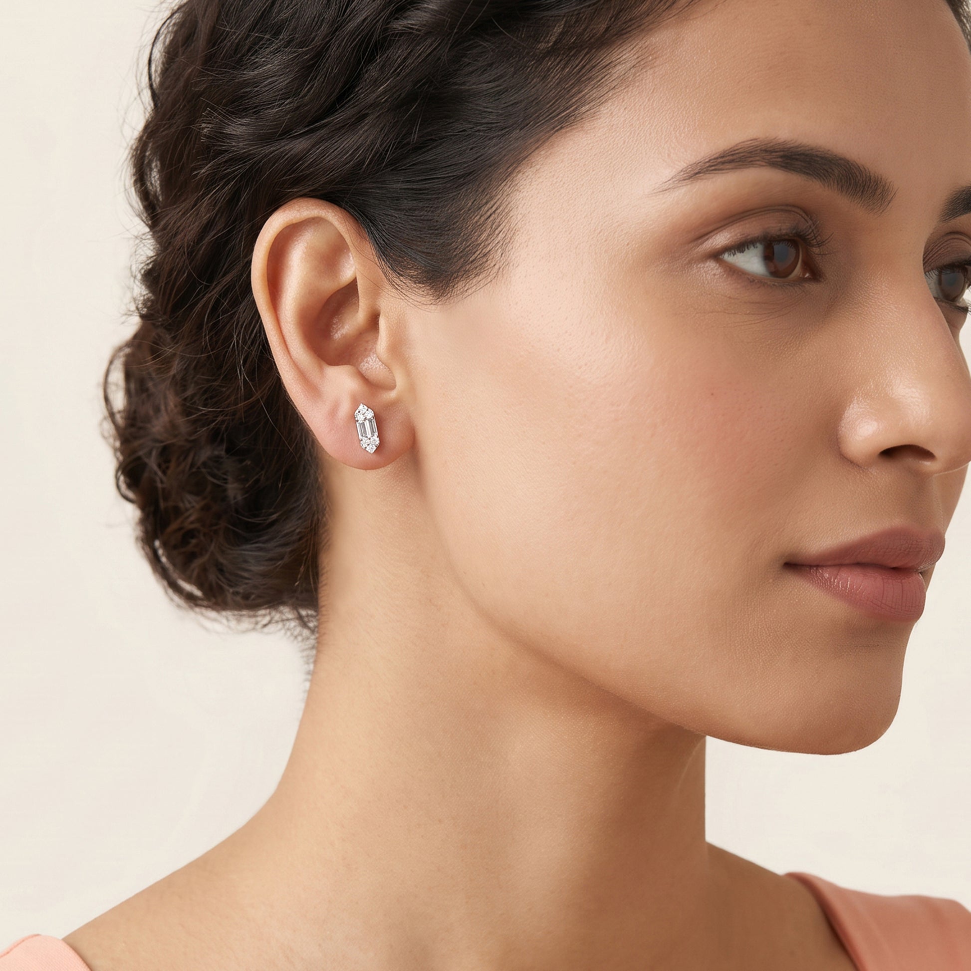 Gold Prism Pillar Lab Grown Diamond Earrings