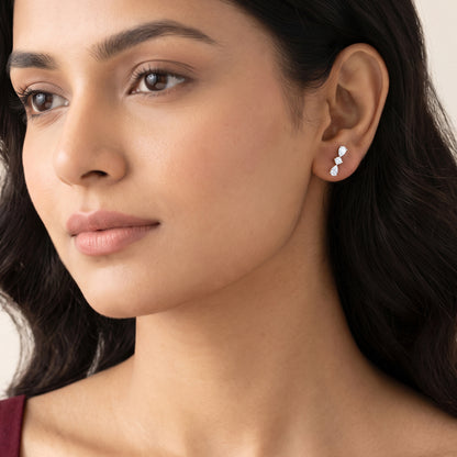 Gold Trilogy Crest Lab Grown Diamond Earrings
