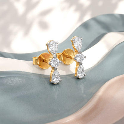 Gold Trilogy Crest Lab Grown Diamond Earrings