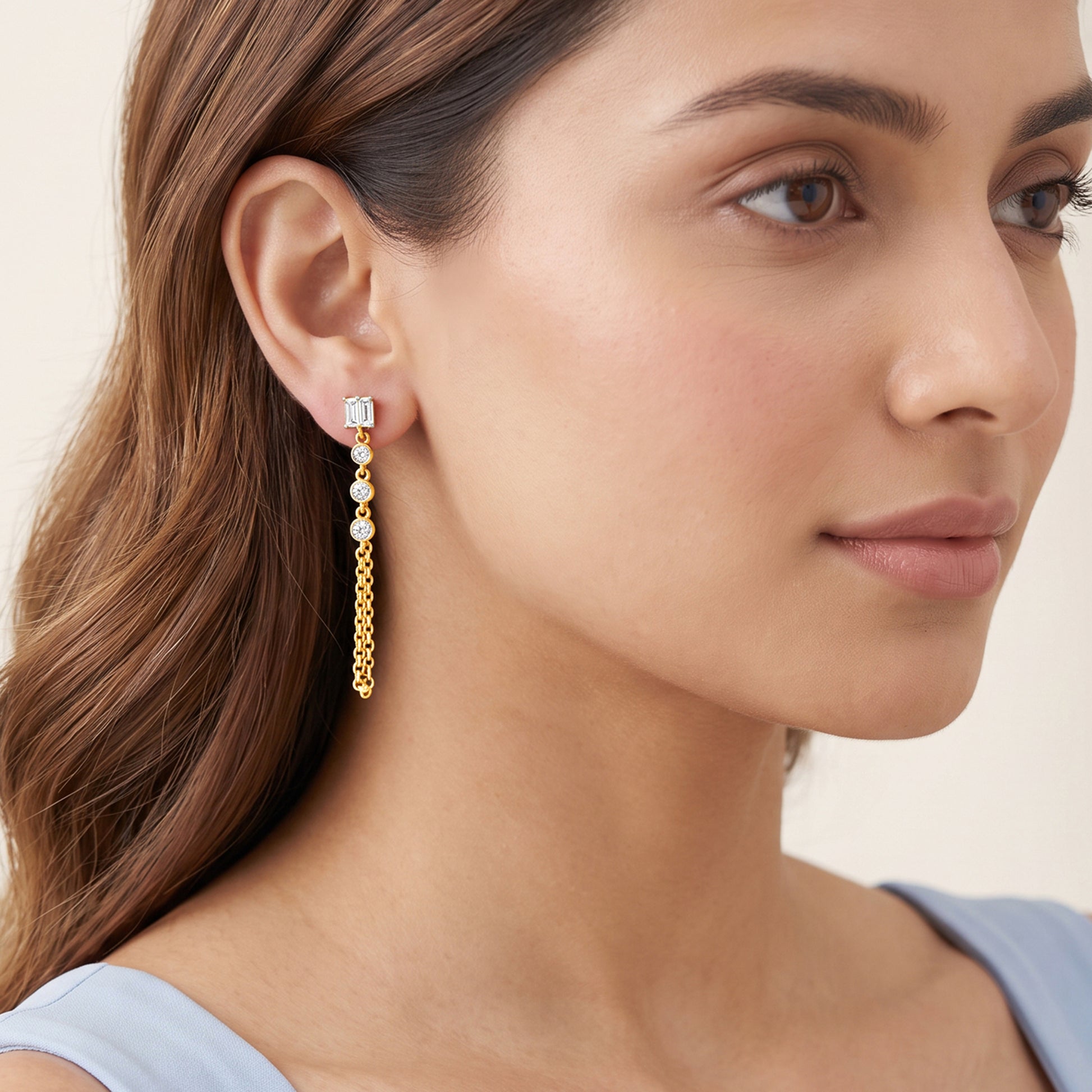 Gold Falling Star Lab Grown Diamond Earrings