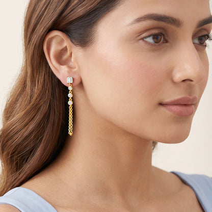Gold Falling Star Lab Grown Diamond Earrings