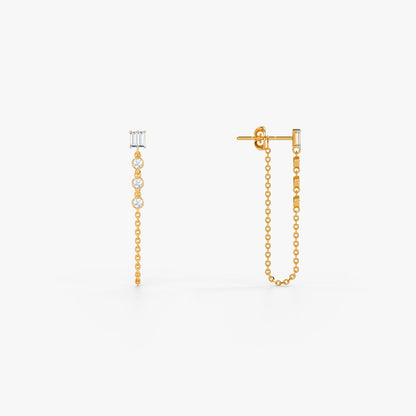Gold Falling Star Lab Grown Diamond Earrings