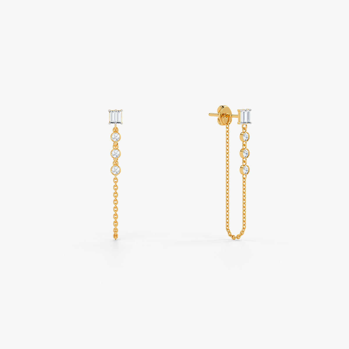 Gold Falling Star Lab Grown Diamond Earrings