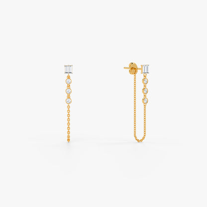 Gold Falling Star Lab Grown Diamond Earrings