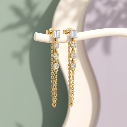 Gold Falling Star Lab Grown Diamond Earrings