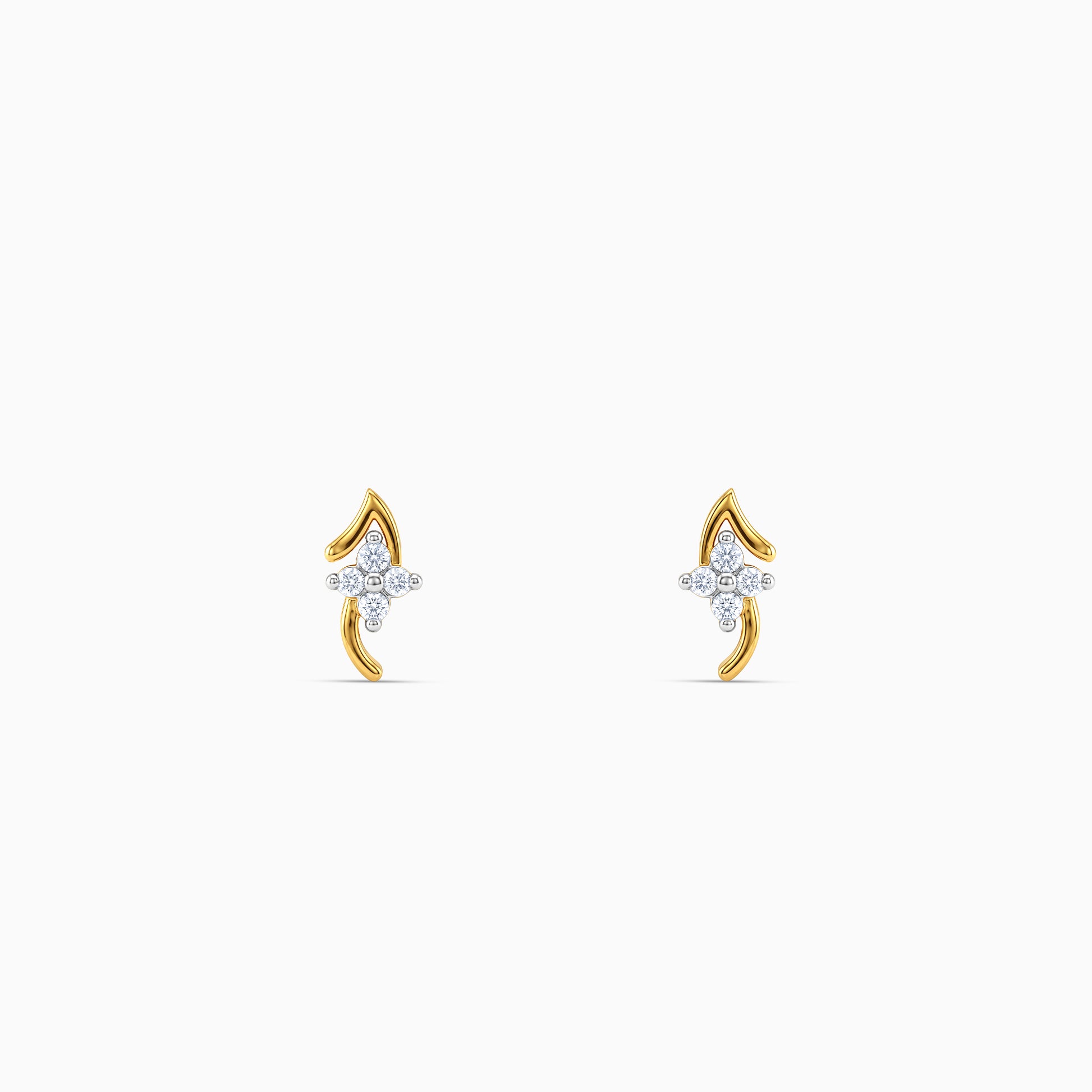 Gold Floral Curve Lab Grown Diamond Earrings