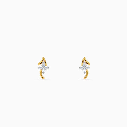 Gold Floral Curve Lab Grown Diamond Earrings