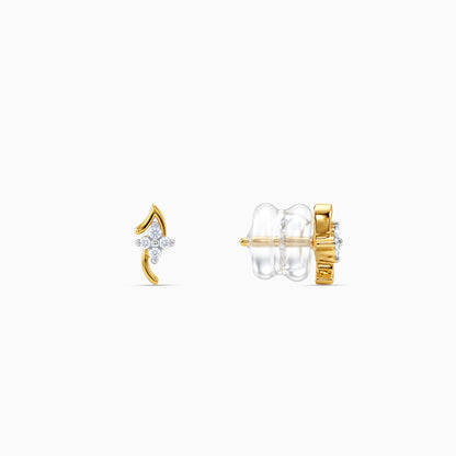 Gold Floral Curve Lab Grown Diamond Earrings